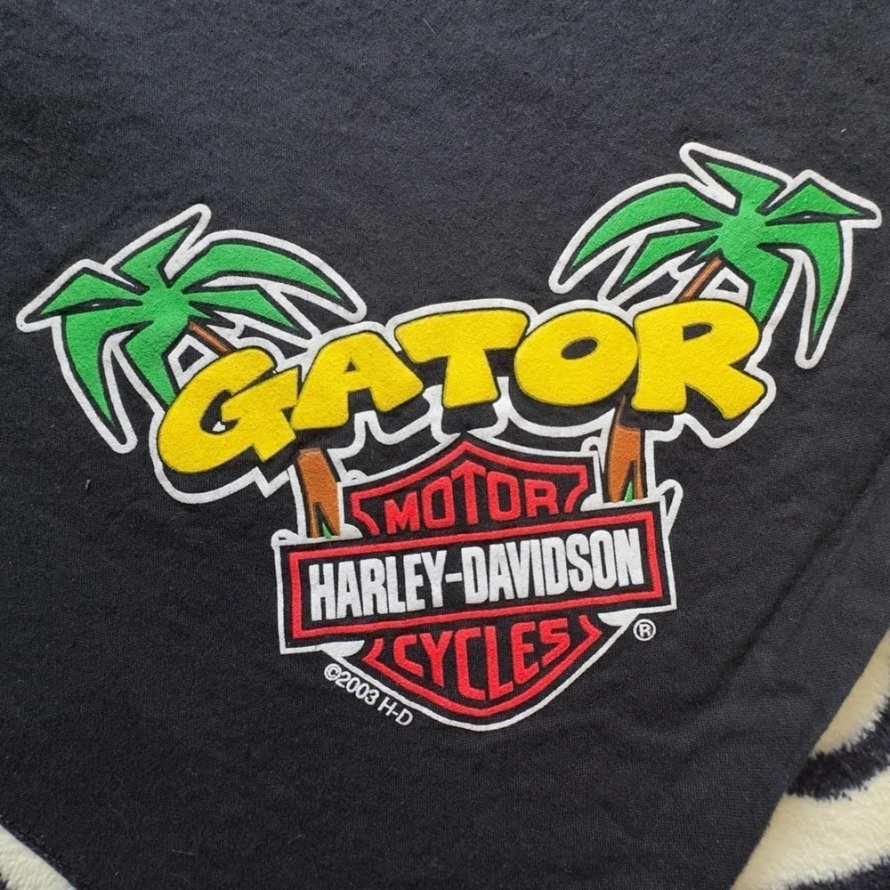 VTG Y2K 03 Harley-Davidson Gator Graphic Bandana - Black with Red and Yellow